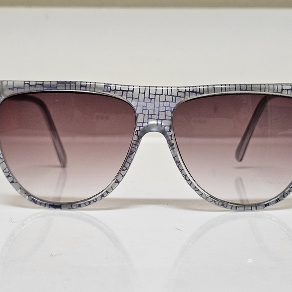 Vintage Cool-Ray Sunglasses Flat Top Silver Patterned Brown Gradient Lenses - Picture 5 of 13